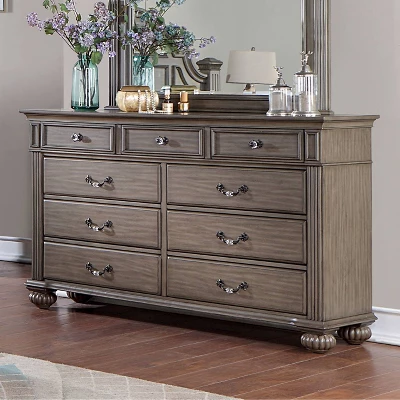 Pennings 9 Drawer Dresser With Mirror Gray - HOMES: Inside + Out 4 Pennings 9 Drawer Dresser With Mirror Gray - HOMES: Inside + Out - Image 2