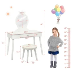 Costway Kids Vanity Makeup Table & Chair Set Make Up Stool Play Set For Children 15 Costway Kids Vanity Makeup Table & Chair Set Make Up Stool Play Set For Children -Furniture Shop GUEST 4fe6a766 a36a 40e6 9190 0e39ddb4e323