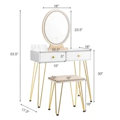 Costway Vanity Makeup Dressing Table W/ 3 Lighting Modes Mirror Touch Switch White 13 Costway Vanity Makeup Dressing Table W/ 3 Lighting Modes Mirror Touch Switch White -Furniture Shop GUEST 507eacfb 4729 4ca1 a7cf d72b55747dfa