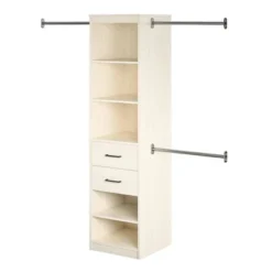 Kelly 5 Shelf 2 Drawer Closet Organizer With 3 Adjustable Hanging Rods Ivory Oak - Novogratz -Furniture Shop GUEST 512deca1 d68f 4996 aa08 d1b80d06f351
