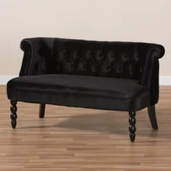 Flax Victorian Style Contemporary Velvet Fabric Upholstered 2 Seater Loveseat Black - Baxton Studio 19 Flax Victorian Style Contemporary Velvet Fabric Upholstered 2 Seater Loveseat Black - Baxton Studio -Furniture Shop GUEST 51969234 31ac 4e87 9fe2 fc2d1adae067