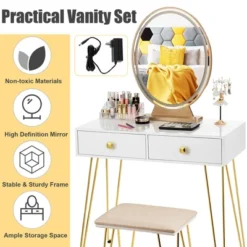 Costway Vanity Makeup Dressing Table W/ 3 Lighting Modes Mirror Touch Switch White 15 Costway Vanity Makeup Dressing Table W/ 3 Lighting Modes Mirror Touch Switch White -Furniture Shop GUEST 519b7bed f826 4e74 9732 29df1192b748