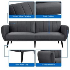 Yaheetech Ergonomic Sofa Bed Foldable Convertible Sleeper Bed Couches Versatile Sofa-Gray -Furniture Shop GUEST 51c098cf 704d 4592 a116 07abfb8744b4