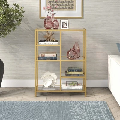 42" Tall Brass Finish Bookcase - Henn&Hart 10 42" Tall Brass Finish Bookcase - Henn&Hart - Image 8