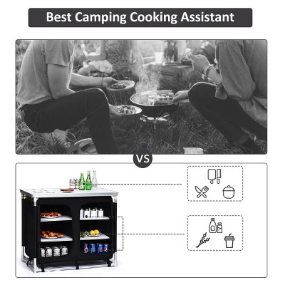 Costway Portable BBQ Aluminum Camping Table Kitchen Cook Station W/ Storage Organizer 8 Costway Portable BBQ Aluminum Camping Table Kitchen Cook Station W/ Storage Organizer - Image 6