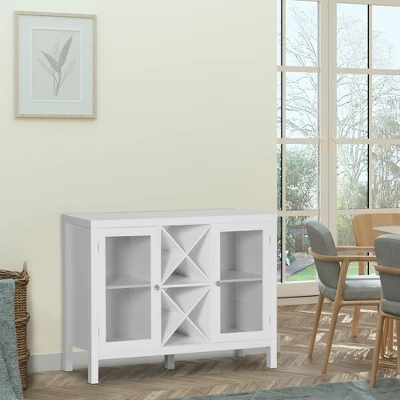 HOMCOM Modern Kitchen Sideboard, Buffet Table With Removable Wine Rack, Glass Door Cabinet And Shelves For Living Room, Kitchen, Entryway, White 4 HOMCOM Modern Kitchen Sideboard, Buffet Table With Removable Wine Rack, Glass Door Cabinet And Shelves For Living Room, Kitchen, Entryway, White - Image 2