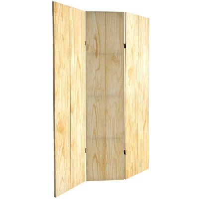 6" Double Sided Wood Grain Canvas Room Divider Brown - Oriental Furniture 5 6" Double Sided Wood Grain Canvas Room Divider Brown - Oriental Furniture - Image 3