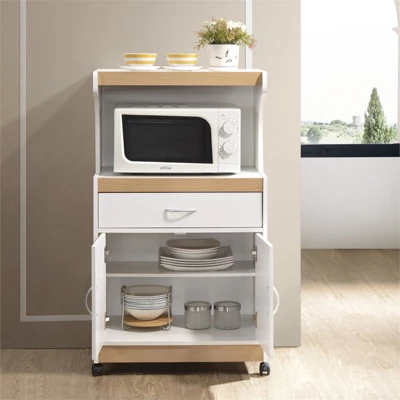 Microwave Kitchen Cart In White - Hodedah 4 Microwave Kitchen Cart In White - Hodedah - Image 2