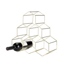 Viski Geo Gold Bottle Wine Rack, Honeycomb Design -Furniture Shop GUEST 5576b8d1 cd25 42c8 aa15 643bf99834b5