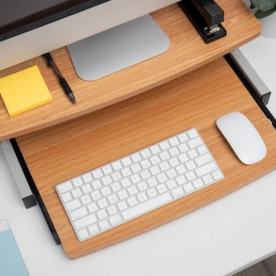 Mind Reader 2 Tier Monitor Stand/Riser With Sliding Drawer For Keyboard Brown 7 Mind Reader 2 Tier Monitor Stand/Riser With Sliding Drawer For Keyboard Brown - Image 5