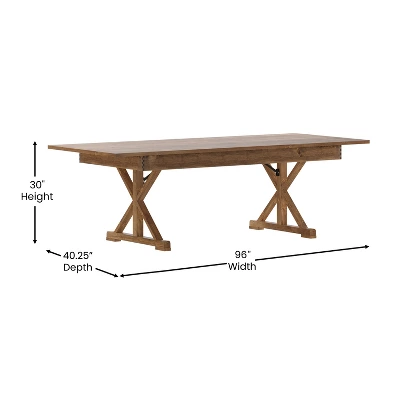 Merrick Lane 8' X 40" Rectangular Antique Rustic Solid Pine Foldable Dining Table With Crisscross Legs 10 Merrick Lane 8' X 40" Rectangular Antique Rustic Solid Pine Foldable Dining Table With Crisscross Legs - Image 8