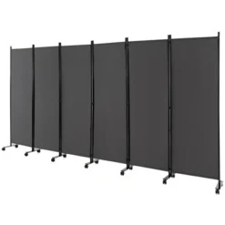 Costway 6-Panel Folding Room Divider 6FT Rolling Privacy Screen With Lockable Wheels Black/Brown/Grey/White -Furniture Shop GUEST 56434c13 9fc9 47b9 a2c3 635d25d6db0e
