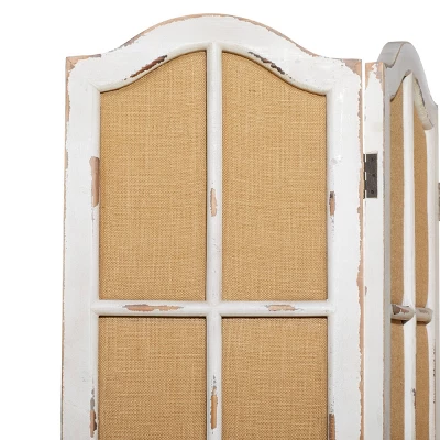 Farmhouse Wood Room Divider Screen Beige - Olivia & May 4 Farmhouse Wood Room Divider Screen Beige - Olivia & May - Image 2