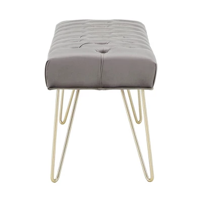 Hewett Velvet Tufted Metal Bench - Inspire Q 4 Hewett Velvet Tufted Metal Bench - Inspire Q - Image 2