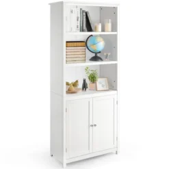 Costway Bookcase Shelving Storage Wooden Cabinet Unit Standing Display Bookcase W/Doors -Furniture Shop GUEST 57461d7b 8381 439a a69b eccc1706d829