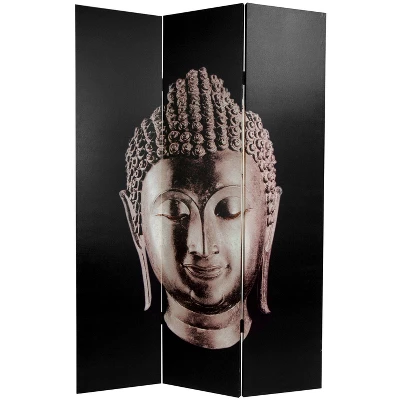 6" Double Sided Buddha Canvas Room Divider Black - Oriental Furniture 3 6" Double Sided Buddha Canvas Room Divider Black - Oriental Furniture