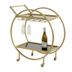 Contemporary Metal Round Bar Cart - Olivia & May 20 Contemporary Metal Round Bar Cart - Olivia & May -Furniture Shop GUEST 57c43484 c028 4340 8234 04c017c10b73