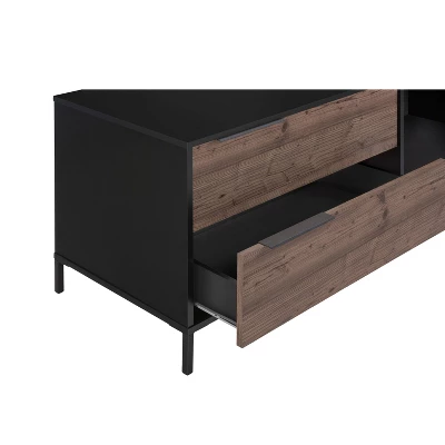 Wood And Metal TV Stand For TVs Up To 58" Brown/Black - The Urban Port 4 Wood And Metal TV Stand For TVs Up To 58" Brown/Black - The Urban Port - Image 2