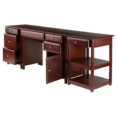 3pc Delta Set Home Office Group Walnut - Winsome 3 3pc Delta Set Home Office Group Walnut - Winsome