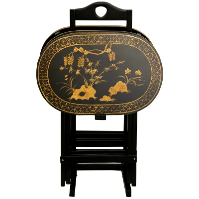 Rosewood TV Tray Set - Oriental Furniture 5 Rosewood TV Tray Set - Oriental Furniture - Image 3