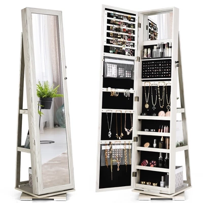 Costway 360degree Rotatable Jewelry Cabinet 2-in-1 Lockable Mirrored Organizer 13 Costway 360degree Rotatable Jewelry Cabinet 2-in-1 Lockable Mirrored Organizer - Image 11