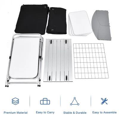 Costway Folding Portable Aluminum Camping Grill Table W/ Storage Organizer Windscreen Black 10 Costway Folding Portable Aluminum Camping Grill Table W/ Storage Organizer Windscreen Black - Image 8