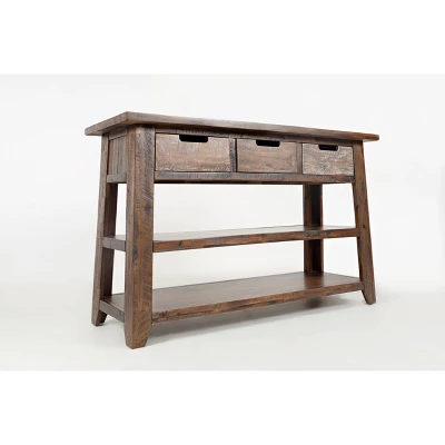 Wooden Sofa Table With 3 Drawers & 2 Shelves Brown - Benzara 3 Wooden Sofa Table With 3 Drawers & 2 Shelves Brown - Benzara