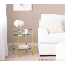 Rhonda Side Table Gold/Clear Glass - LumiSource -Furniture Shop GUEST 5ce5178a 5cac 48e0 a1d0 015085c38d3d