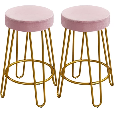 Yaheetech Set Of 2 Upholstered Velvet Counter Stools With Metal Legs 10 Yaheetech Set Of 2 Upholstered Velvet Counter Stools With Metal Legs - Image 8