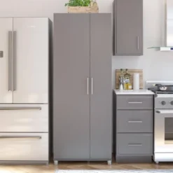 Cabell Tall Asymmetrical Cabinet Graphite Gray - Room & Joy