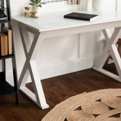 Glass Top Writing Desk With Drawer - Saracina Home -Furniture Shop GUEST 5d75243e f631 430a b818 897be8ca9091