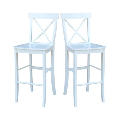 30" X-Back Counter Height Barstool White - International Concepts 4 30" X-Back Counter Height Barstool White - International Concepts - Image 2