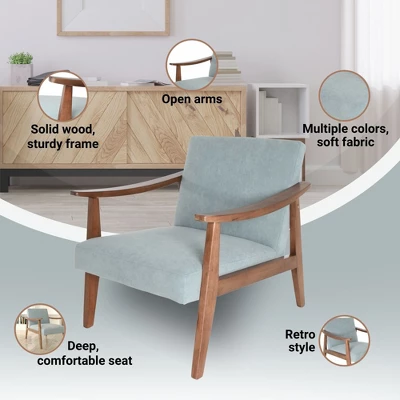 Zenvida Mid Century Modern Accent Armchair Solid Hardwood Upholstered 3 Zenvida Mid Century Modern Accent Armchair Solid Hardwood Upholstered