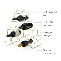 Viski Geo Gold Bottle Wine Rack, Honeycomb Design -Furniture Shop GUEST 5fe1dc71 d874 4385 96d3 61f57b0dcf5a
