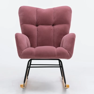Epping Nursery Rocking Chair,Velvet Upholstered Glider Rocker Rocking Accent Chair,Wingback Rocking Chairs-Maison Boucle 6 Epping Nursery Rocking Chair,Velvet Upholstered Glider Rocker Rocking Accent Chair,Wingback Rocking Chairs-Maison Boucle - Image 4