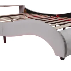 Upholstered Faux Leather Platform Bed With LED Light Bed Frame With Slatted-ModernLuxe -Furniture Shop GUEST 60875be8 9cea 4619 a5b9 837025fd13ad