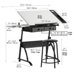 Core Drawing Table And Stool Set Charcoal Black/White - Studio Designs 41 Core Drawing Table And Stool Set Charcoal Black/White - Studio Designs -Furniture Shop GUEST 6196a32c e576 4d20 a4d7 3255f6d054a7