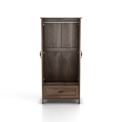Nurembo 1 Drawer Wardrobe Closet Distressed Walnut - HOMES: Inside + Out 10 Nurembo 1 Drawer Wardrobe Closet Distressed Walnut - HOMES: Inside + Out - Image 8