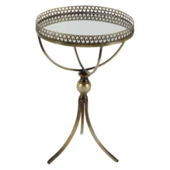 Metal And Glass Round Pedestal Table Gold - Olivia & May -Furniture Shop GUEST 624935f5 512f 4c0b aa48 5515ed961b0c