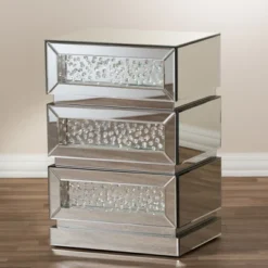 Sabrina Hollywood Regency Glamour Style Mirrored 3 - Drawer Nightstand - Baxton Studio 13 Sabrina Hollywood Regency Glamour Style Mirrored 3 - Drawer Nightstand - Baxton Studio -Furniture Shop GUEST 628d78cd d894 4d99 8ec7 d5bad5c33f5d