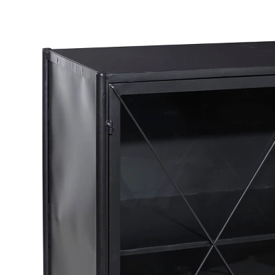Industrial Metal Cabinet Black - Olivia & May 5 Industrial Metal Cabinet Black - Olivia & May - Image 3