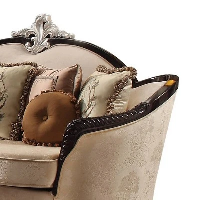 91" Ernestine Sofa Tan Fabric/Black - Acme Furniture 3 91" Ernestine Sofa Tan Fabric/Black - Acme Furniture