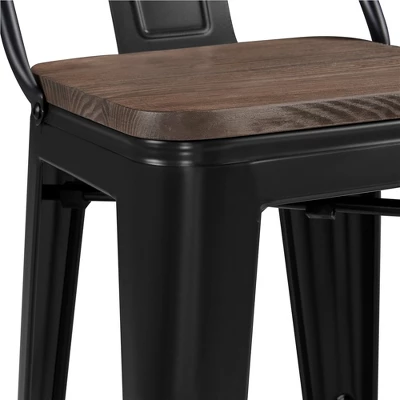 Yaheetech 26" Low Back Metal Counter Height Bar Stools With Wood Seat & Footrest, Set Of 4 7 Yaheetech 26" Low Back Metal Counter Height Bar Stools With Wood Seat & Footrest, Set Of 4 - Image 5