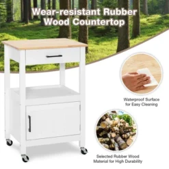 Costway Rolling Kitchen Island Cart On Wheels Bar Serving Trolley W/Drawer Cabinet BlackWhite -Furniture Shop GUEST 63abb543 f43c 4e4e 8033 22be4aa34c3c