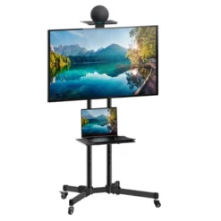 Mount-It! Height Adjustable Mobile TV Stand, Cart & Shelf, Wheeled Flat Screen With Rolling Casters & Five Media Component Shelves Fits 37 - 70 Inch -Furniture Shop GUEST 64661ddf 59c7 482d af97 2310c3d06509