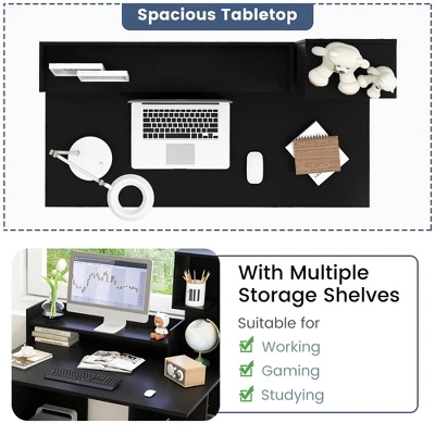 Tangkula 48" Modern Computer Desk Home Office Workstation W/ Hutch & Storage Shelves 8 Tangkula 48" Modern Computer Desk Home Office Workstation W/ Hutch & Storage Shelves - Image 6