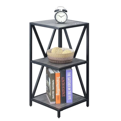 28" Tucson Metal 3 Tier Corner Bookcase Weathered Gray/Black - Breighton Home 4 28" Tucson Metal 3 Tier Corner Bookcase Weathered Gray/Black - Breighton Home - Image 2