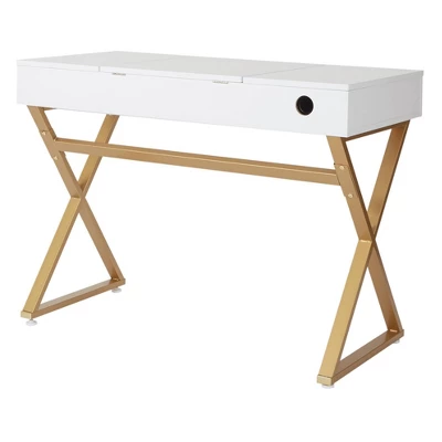 Juliette Vanity Desk Gold Legs With Top White - OSP Home Furnishings 7 Juliette Vanity Desk Gold Legs With Top White - OSP Home Furnishings - Image 5