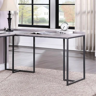 Marga L-Shape Desk With USB Port And Power Plug-In Gray - MiBasics 4 Marga L-Shape Desk With USB Port And Power Plug-In Gray - MiBasics - Image 2