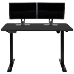 Flash Furniture 48" Wide Black Electric Height Adjustable Standing Desk With Designer Armless White Ribbed Swivel Task Office Chair -Furniture Shop GUEST 67ac1bfc 979c 4b0a bf5a 29019f1768ca